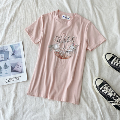 Tricou casual dama cu perle si aplicatie in mai multe culori