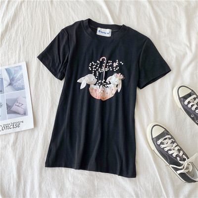 Tricou casual dama cu perle si aplicatie in mai multe culori