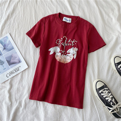 Tricou casual dama cu perle si aplicatie in mai multe culori