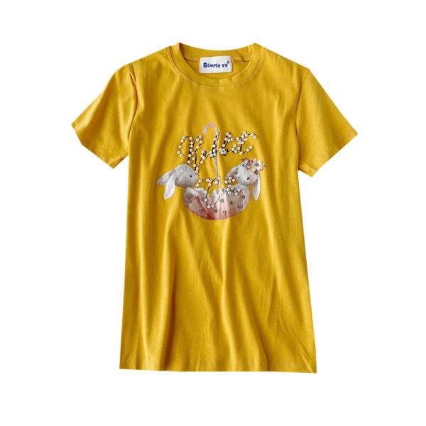 Tricou casual dama cu perle si aplicatie in mai multe culori