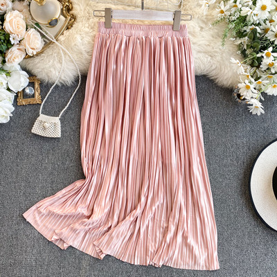 Női redőzött szoknya magas derékkal, gumival piros, bordó, kék, rózsaszín és szürke színben