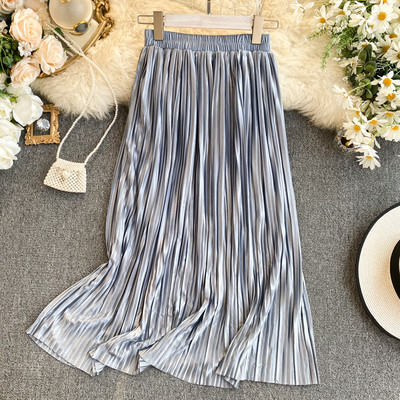 Női redőzött szoknya magas derékkal, gumival piros, bordó, kék, rózsaszín és szürke színben