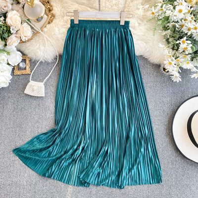 Női redőzött szoknya magas derékkal, gumival piros, bordó, kék, rózsaszín és szürke színben