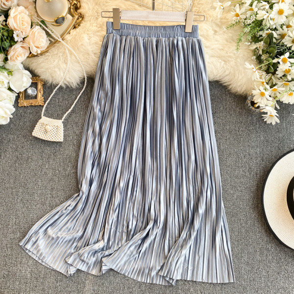 Női redőzött szoknya magas derékkal, gumival piros, bordó, kék, rózsaszín és szürke színben