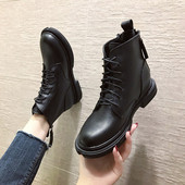 Női őszi-téli csizma ökobőrből fekete színben, lapos talppal