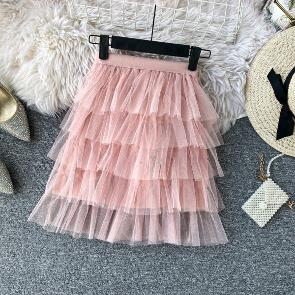 Fusta de dama moderna in mai multe culori cu talie elastica si tul