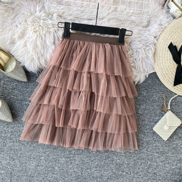 Fusta de dama moderna in mai multe culori cu talie elastica si tul