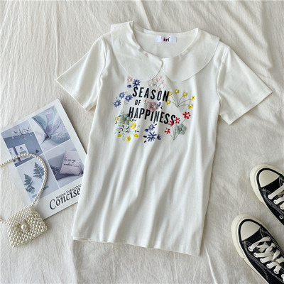 Bluză de damă modernă cu mâneci scurte și aplicație colorată în mai multe culori