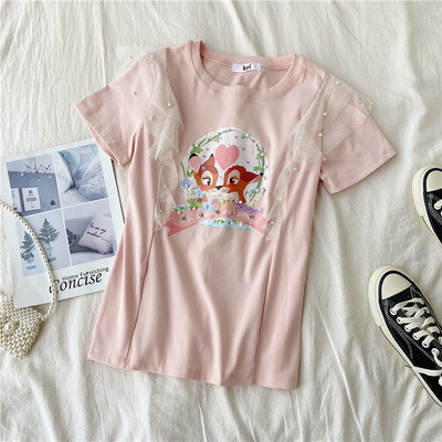 Lezser női póló színes rátéttel és tüll különböző színekben