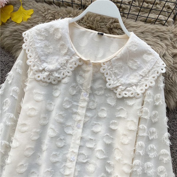 Modern női sifon ing hosszú ujjal és klasszikus gallérral fehér és fekete színben