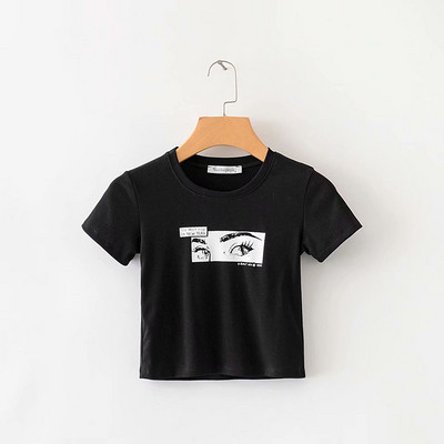 Rövid alkalmi póló rövid ujjal fekete színben, rátéttel