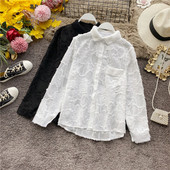 Női alkalmi ing klasszikus gallérral és zsebbel fehér és fekete színben