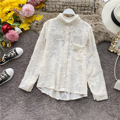 Női alkalmi ing klasszikus gallérral és zsebbel fehér és fekete színben