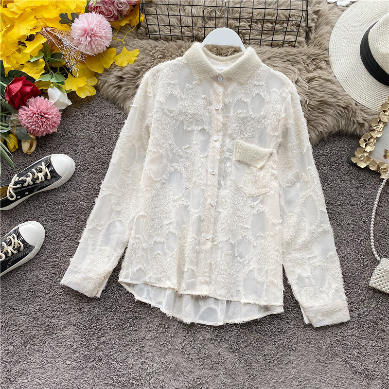 Női alkalmi ing klasszikus gallérral és zsebbel fehér és fekete színben