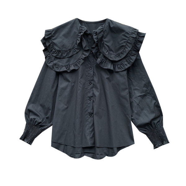 Női ing, fekete-fehér retro stílusú gombokkal