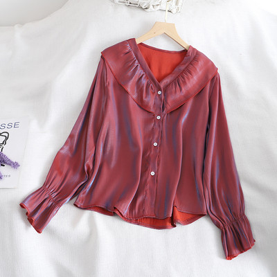 Modern női ing több színben, hosszú ujjal és V-nyakkal