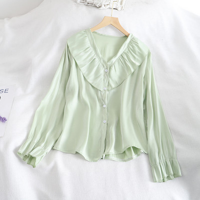 Modern női ing több színben, hosszú ujjal és V-nyakkal