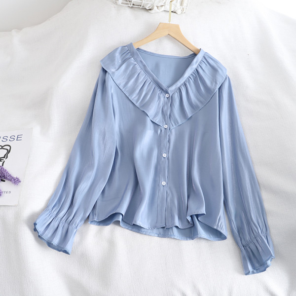 Modern női ing több színben, hosszú ujjal és V-nyakkal