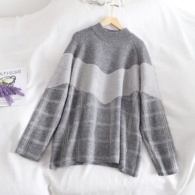 Lezser, retro stílusú női pulóver három színben, kerek nyakkivágással