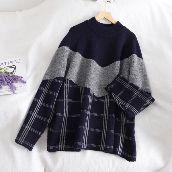 Lezser, retro stílusú női pulóver három színben, kerek nyakkivágással