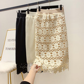 Női csipke téli szoknya magas derékkal, fehér, fekete és bézs színben