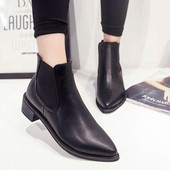 Cizme dama piele model ascutit potrivite pentru iarna in negru