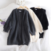 Vestă de damă în stil retro, gri, alb și negru, cu mâneci lungi