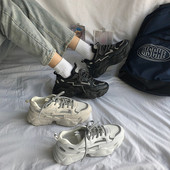 Adidași casual de damă cu talpă aspră în alb-negru