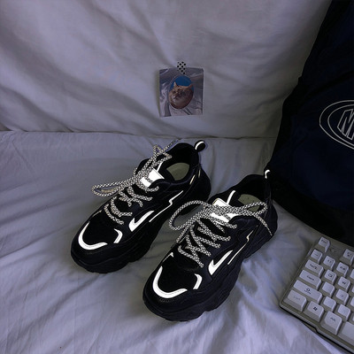 Adidași casual de damă cu talpă aspră în alb-negru