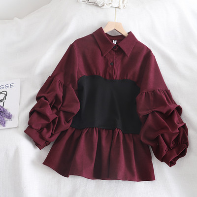 Retro stílusú női ing hat színben, klasszikus gallérral és széles ujjakkal