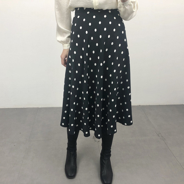 Fusta cu croiala casual cu talie elastica in albastru si maro