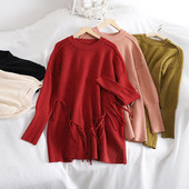 Női széles pulóver modell öt színben, rojtokkal és kerek nyakkivágással