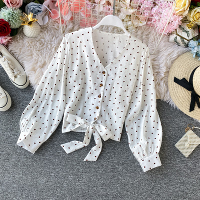 Alkalmi női ing gombokkal és spitz nyakkivágással, hat színben