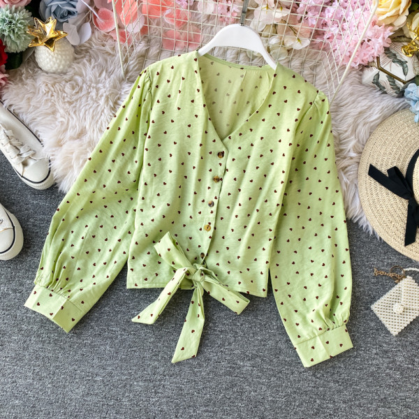 Alkalmi női ing gombokkal és spitz nyakkivágással, hat színben