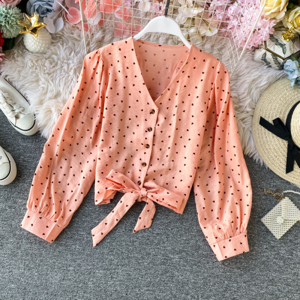 Alkalmi női ing gombokkal és spitz nyakkivágással, hat színben