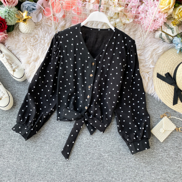 Alkalmi női ing gombokkal és spitz nyakkivágással, hat színben