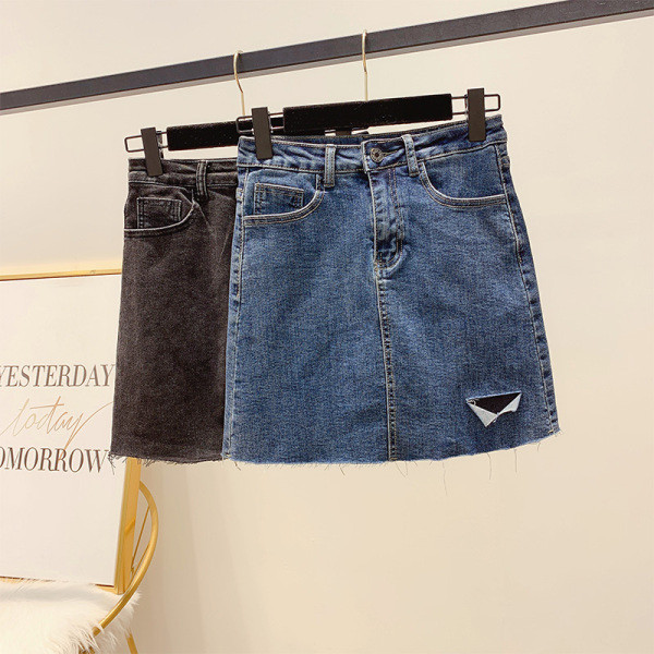 Női farmerszoknya, A-vonalú, magas derékkal, kék és fekete színben