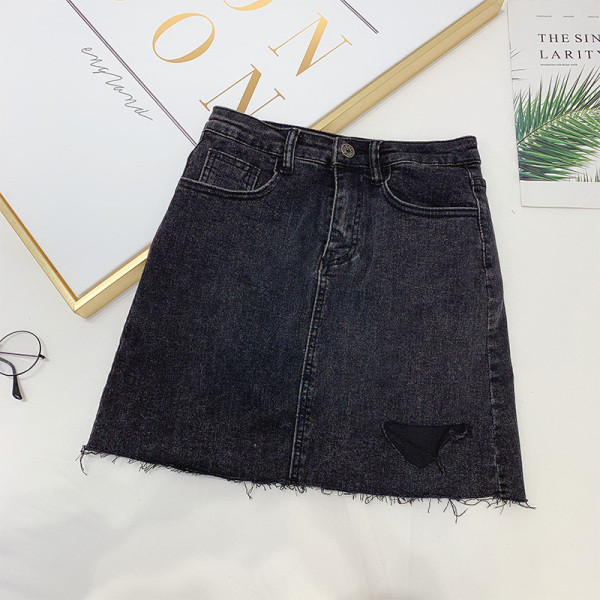 Női farmerszoknya, A-vonalú, magas derékkal, kék és fekete színben