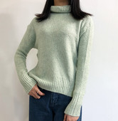 Pulover tricotat de iarna cu guler polo de culoare verde