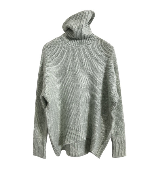 Pulover tricotat de iarna cu guler polo de culoare verde