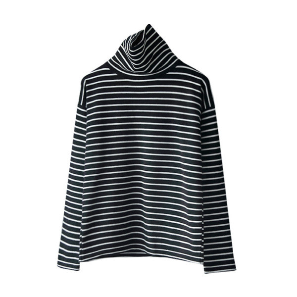 Csíkos női póló fekete-fehér széles modellben