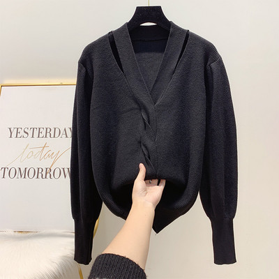 V-nyakú női pulóver piros, bézs, fekete és barna színben