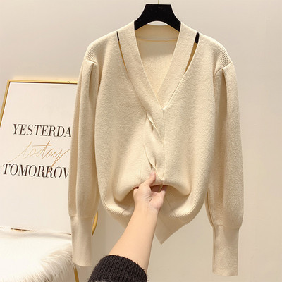 V-nyakú női pulóver piros, bézs, fekete és barna színben