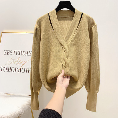 V-nyakú női pulóver piros, bézs, fekete és barna színben