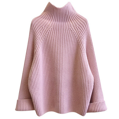 Női téli pulóver magas pólógallérral, sárga, fehér, kék, lila és piros színben