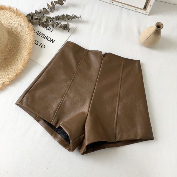 Magas derekú őszi-téli rövidnadrág magas derékkal, fekete, barna és szürke színekben