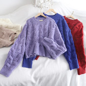 Női széles pulóver modell öt színben, kerek nyakkivágással