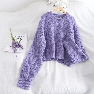 Női széles pulóver modell öt színben, kerek nyakkivágással