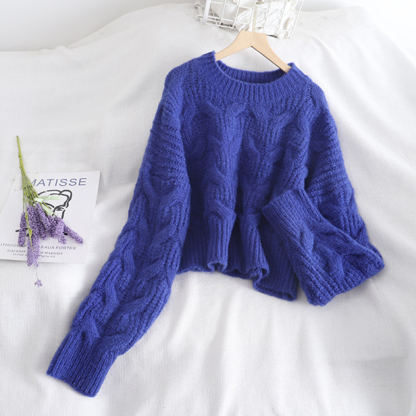 Női széles pulóver modell öt színben, kerek nyakkivágással