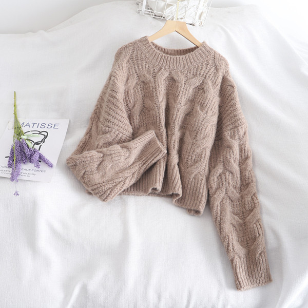 Női széles pulóver modell öt színben, kerek nyakkivágással